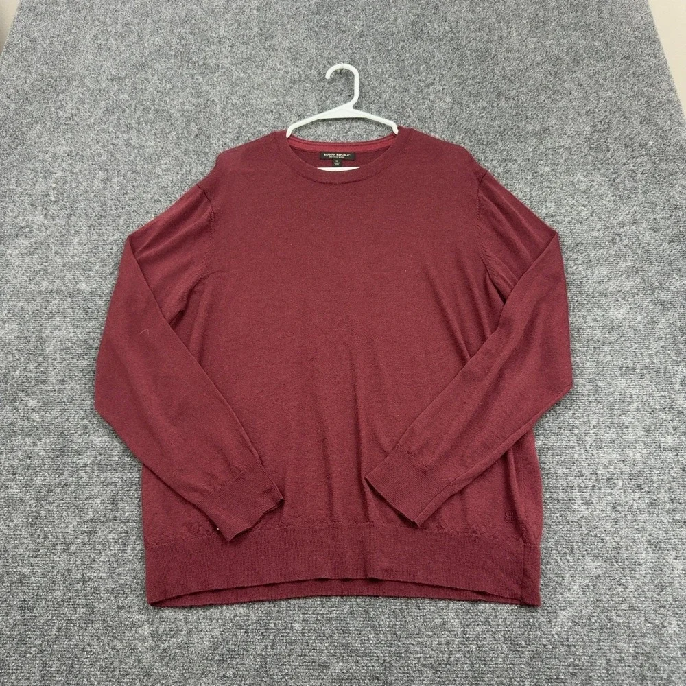 Banana Republic Sweater Mens XL Burgundy Merino Wool Crewneck Classic Casual